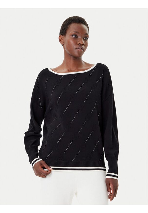 Liu Jo Sport Sweter TF5206 MS63L Czarny Regular Fit. Kolor: czarny. Materiał: syntetyk, wiskoza. Styl: sportowy