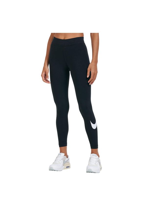 Nike - Legginsy Damskie Sportswear Essential Swoosh. Kolor: czarny. Sport: turystyka piesza