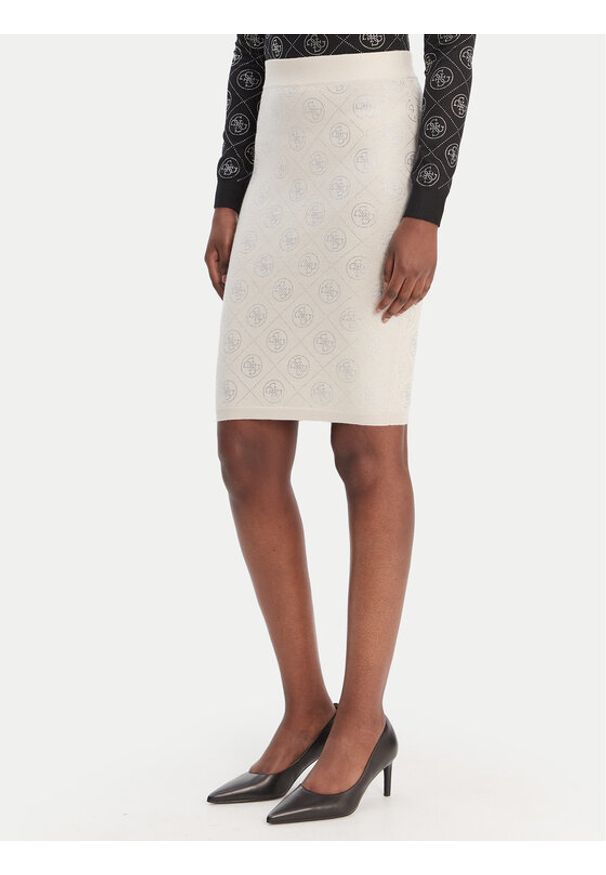 Guess Spódnica mini W6RD0O Z3JD2 Beżowy Regular Fit. Kolor: beżowy. Materiał: syntetyk