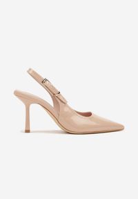 Renee - Jasnobeżowe Lakierowane Sandały Czółenka na Kaczuszce Slingback Silvesa. Okazja: na co dzień. Kolor: beżowy. Materiał: lakier. Obcas: na szpilce. Styl: klasyczny, casual, elegancki #4