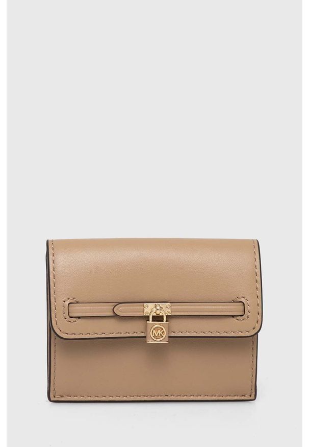MICHAEL Michael Kors portfel skórzany damski kolor brązowy. Kolor: beżowy. Materiał: skóra