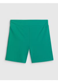 4f - 4F Legginsy krótkie dzianinowe damskie - zielone M. Kolor: zielony. Materiał: dzianina. Długość: krótkie. Wzór: nadruk. Sezon: lato #1