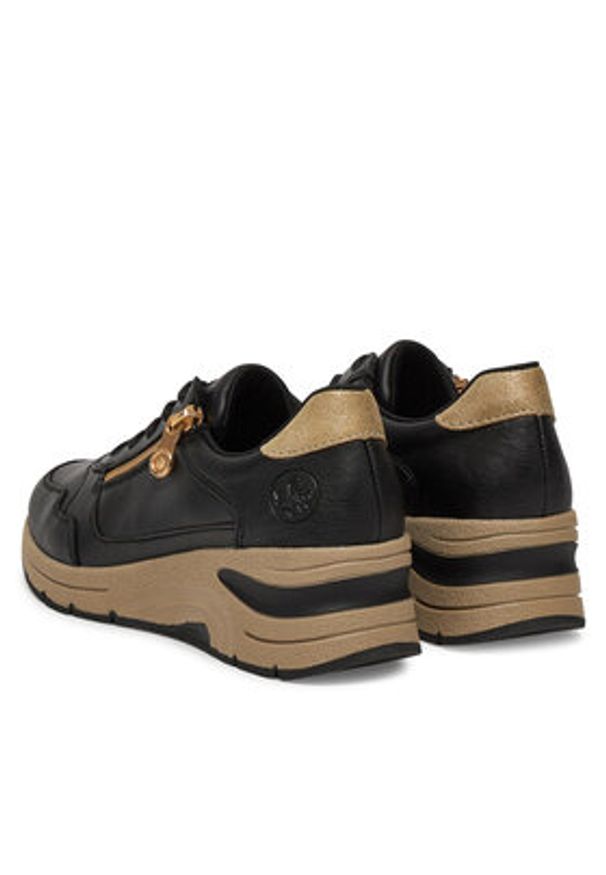 Rieker Sneakersy N9301-00 Czarny. Kolor: czarny. Materiał: skóra