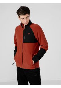 4f - Polar ze stójką Polartec® męski. Typ kołnierza: kołnierzyk stójkowy. Kolor: czerwony. Materiał: polar. Długość rękawa: raglanowy rękaw #1