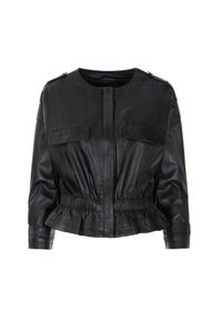 Ochnik - Kurtka skórzana damska ze ściągaczem. Typ kołnierza: kołnierzyk stójkowy. Kolor: czarny. Materiał: skóra. Styl: klasyczny #3