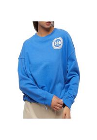 Lee - LEE DRAWCORD DAMSKA BLUZA LOGO NADRUK CREW CITY BLUE L52CJA32 112112089. Wzór: nadruk