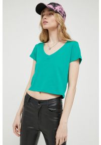 Hollister Co. t-shirt bawełniany kolor zielony. Okazja: na co dzień. Kolor: zielony. Materiał: bawełna. Długość rękawa: krótki rękaw. Długość: krótkie. Styl: casual #3