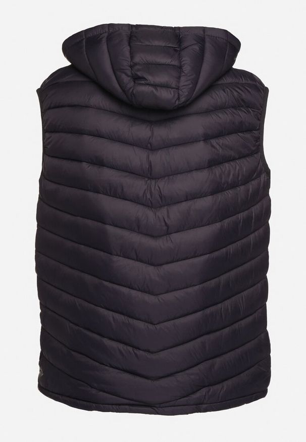 Born2be - Granatowa Kamizelka Pikowana z Odpinanym Kapturem Wodoodporna Migossa. Okazja: na co dzień. Kolor: niebieski. Wzór: gładki. Styl: elegancki, casual