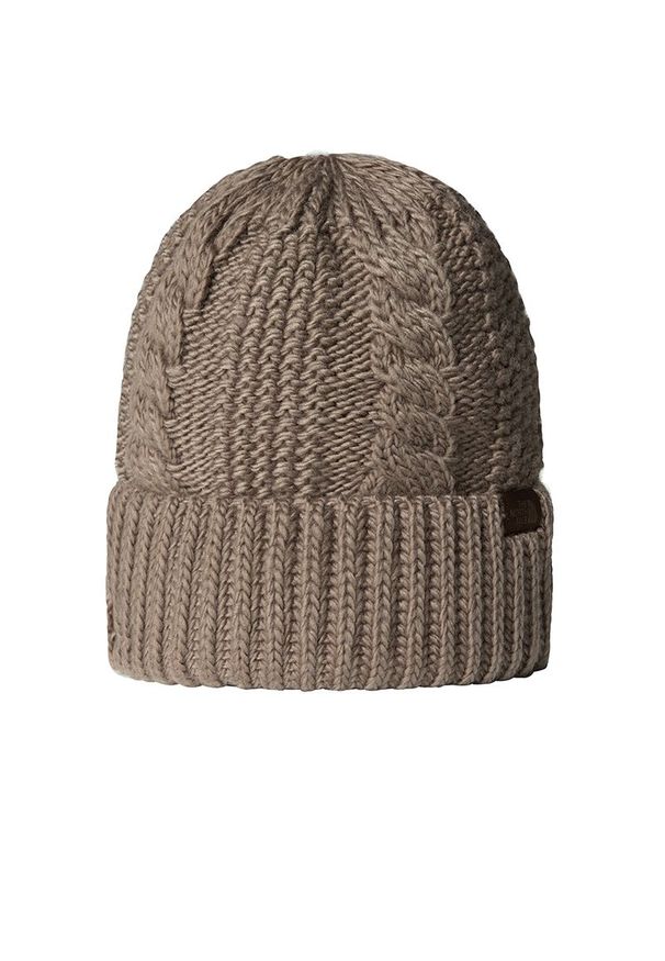 Czapka The North Face Oh-Mega 0A7WJJBOW1 - beżowa. Kolor: beżowy. Materiał: poliester. Wzór: aplikacja, ze splotem. Styl: klasyczny, vintage