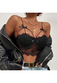 Intica - Biustonosz koronkowy bez fiszbin z kokardkami Hayriye. Kolor: różowy. Materiał: koronka. Wzór: koronka #4