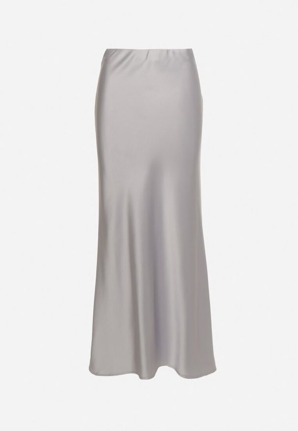 Born2be - Szara Satynowa Spódnica Maxi Shapas. Stan: podwyższony. Kolor: szary. Materiał: satyna
