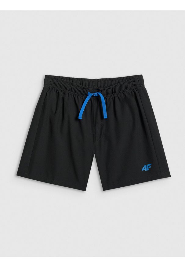 4f - 4F Spodenki plażowe boardshorty chłopięce - czarne 134/140 (8-10 lat). Kolor: czarny. Materiał: włókno