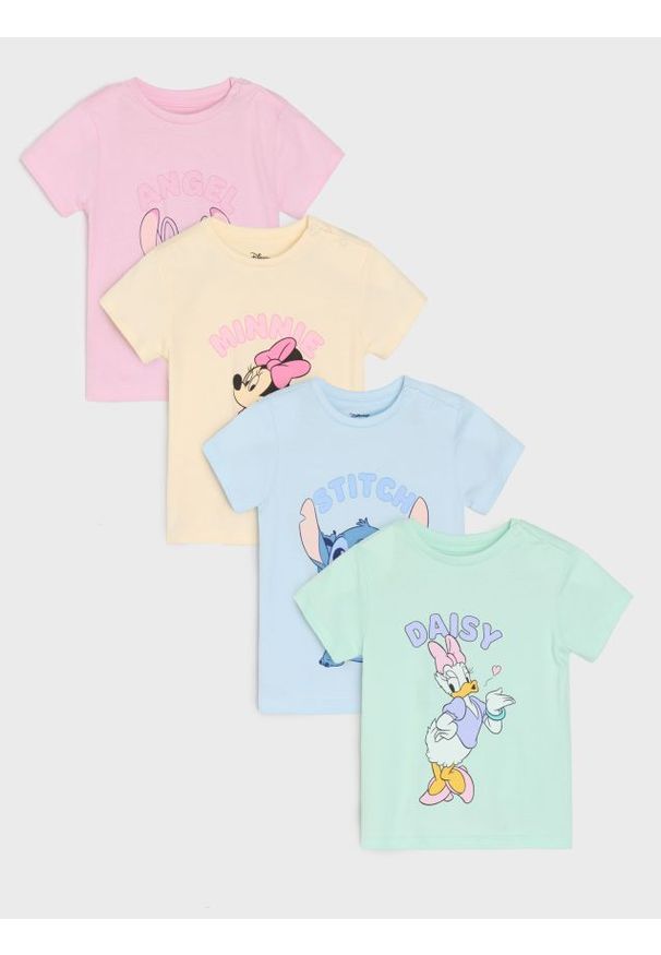 Sinsay - Koszulki 4 pack Disney - różowy. Kolor: różowy. Wzór: motyw z bajki