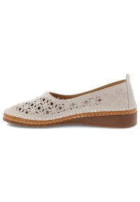 Beżowe Półbuty S.Barski Wsuwane Obuwie Damskie. Okazja: na spacer. Zapięcie: bez zapięcia. Kolor: beżowy. Materiał: skóra. Wzór: ażurowy. Styl: elegancki, klasyczny #3