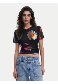 Desigual T-Shirt Des Moines 25SWTK88 Czarny Regular Fit. Kolor: czarny. Materiał: syntetyk