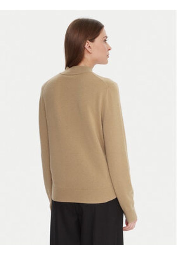 TOMMY HILFIGER - Tommy Hilfiger Sweter WW0WW47468 Beżowy Regular Fit. Kolor: beżowy. Materiał: wełna