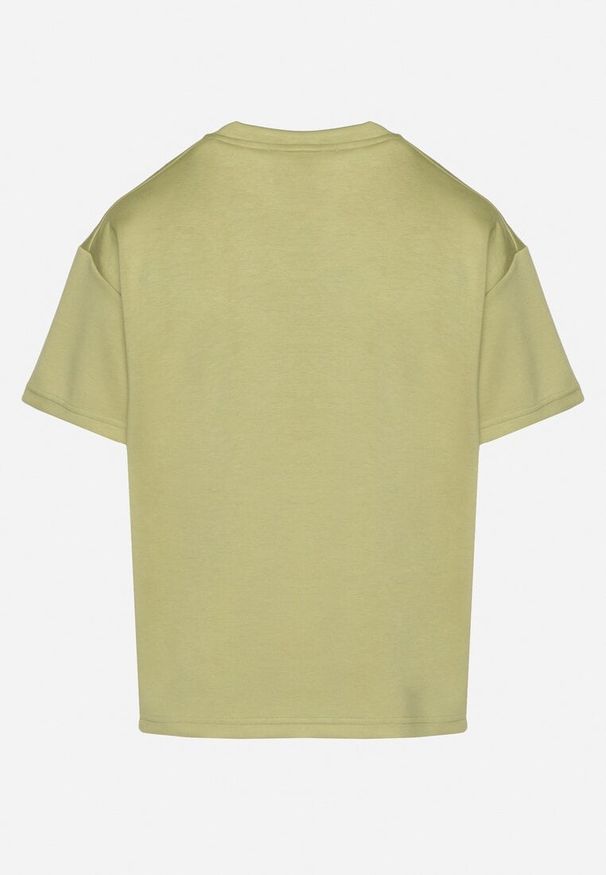 Born2be - Zielony T-shirt z Trójkątnym Dekoltem Foniriela. Okazja: do pracy, na co dzień. Kolor: zielony. Materiał: jeans. Styl: casual