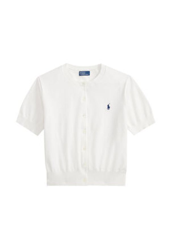 Polo Ralph Lauren Kardigan 211A12718001 Biały Regular Fit. Typ kołnierza: polo. Kolor: biały. Materiał: bawełna
