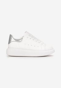 Born2be - Biało-Szare Sneakersy Sondos. Nosek buta: okrągły. Kolor: biały. Materiał: skóra ekologiczna. Szerokość cholewki: normalna. Obcas: na platformie #4