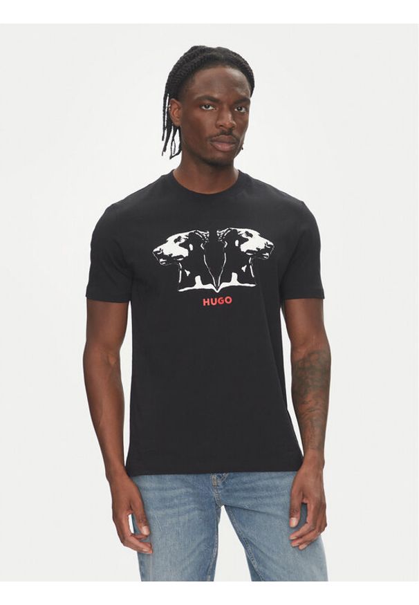 Hugo - HUGO T-Shirt Dobero 50542734 Czarny Regular Fit. Kolor: czarny. Materiał: bawełna