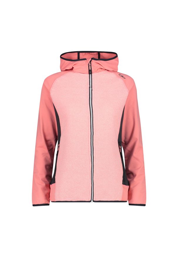 Damska kurtka z kapturem CMP. Typ kołnierza: kaptur. Kolor: różowy, wielokolorowy, czarny. Materiał: polar. Sport: turystyka piesza