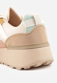 Renee - Beżowe Sznurowane Płaskie Sneakersy z Kolorowymi Wstawkami z Ekoskóry Wonise. Okazja: na co dzień. Wysokość cholewki: przed kostkę. Kolor: beżowy. Szerokość cholewki: normalna. Wzór: kolorowy. Sezon: wiosna, jesień #2