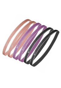 Nike - Metalowa Opaska Sportowa Swoosh (zestaw 6 Sztuk). Kolor: wielokolorowy, różowy, czarny, fioletowy. Styl: sportowy