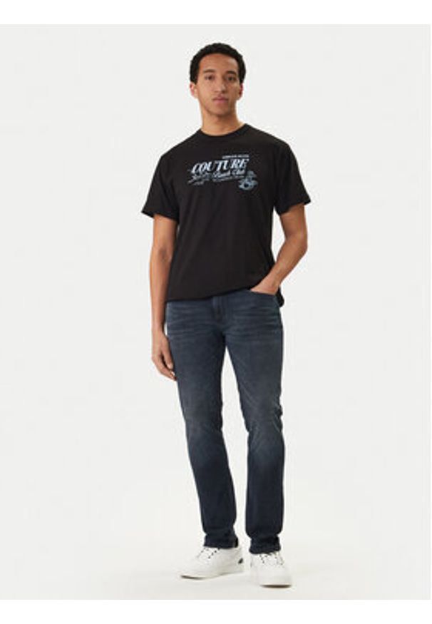 Versace Jeans Couture T-Shirt 80GAHT10 CJ00T Czarny Regular Fit. Kolor: czarny. Materiał: bawełna