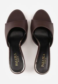 Born2be - Brązowe Klapki na Szpilce w Klasycznym Stylu Vilinesha. Okazja: na co dzień. Kolor: brązowy. Materiał: jeans. Obcas: na szpilce. Styl: klasyczny #3