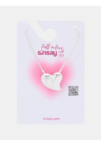 Sinsay - Naszyjnik z zawieszką w kształcie serca - srebrny. Materiał: srebrne. Kolor: srebrny