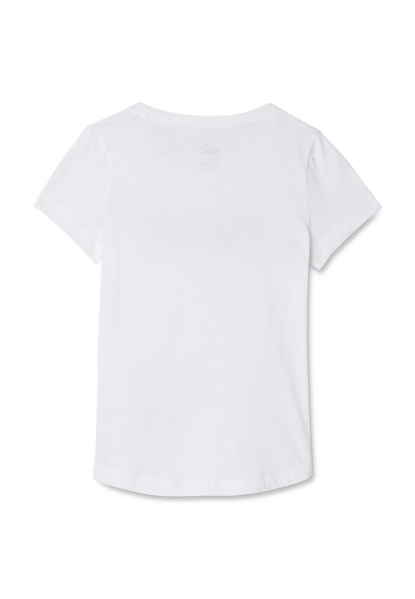 T-shirt z krótkim rękawem dziewczynki Puma ESS. Kolor: biały. Długość rękawa: krótki rękaw. Długość: krótkie. Sport: joga i pilates