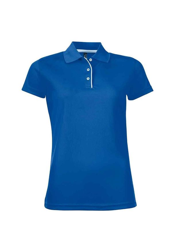 SOL'S - Damska Sportowa Koszulka Polo Performer. Typ kołnierza: polo. Kolor: niebieski. Styl: sportowy
