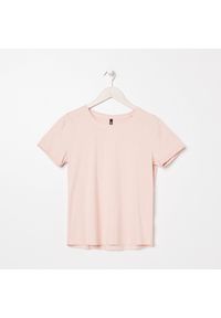 Sinsay - Koszulka z haftem - Różowy. Kolor: różowy. Wzór: haft #1