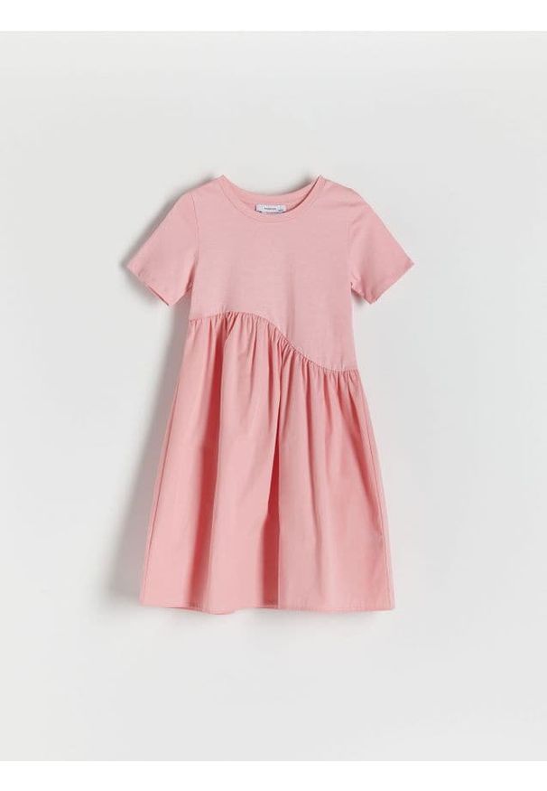 Reserved - Bawełniana sukienka - różowy. Kolor: różowy. Materiał: bawełna