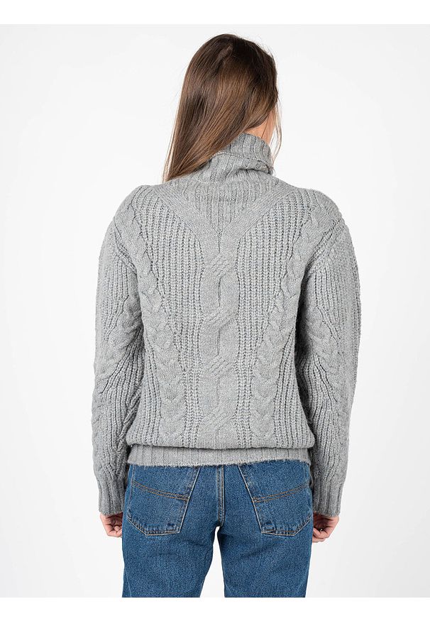 Silvian Heach Sweter | PGA22004MA | Kobieta | Szary. Typ kołnierza: golf. Kolor: szary. Materiał: wełna, poliester, akryl, elastan, nylon. Wzór: aplikacja, ze splotem