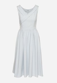 Born2be - Niebieska Klasyczna Rozkloszowana Sukienka Vices Tolissela. Okazja: na co dzień. Kolor: niebieski. Wzór: aplikacja, gładki. Styl: klasyczny #4