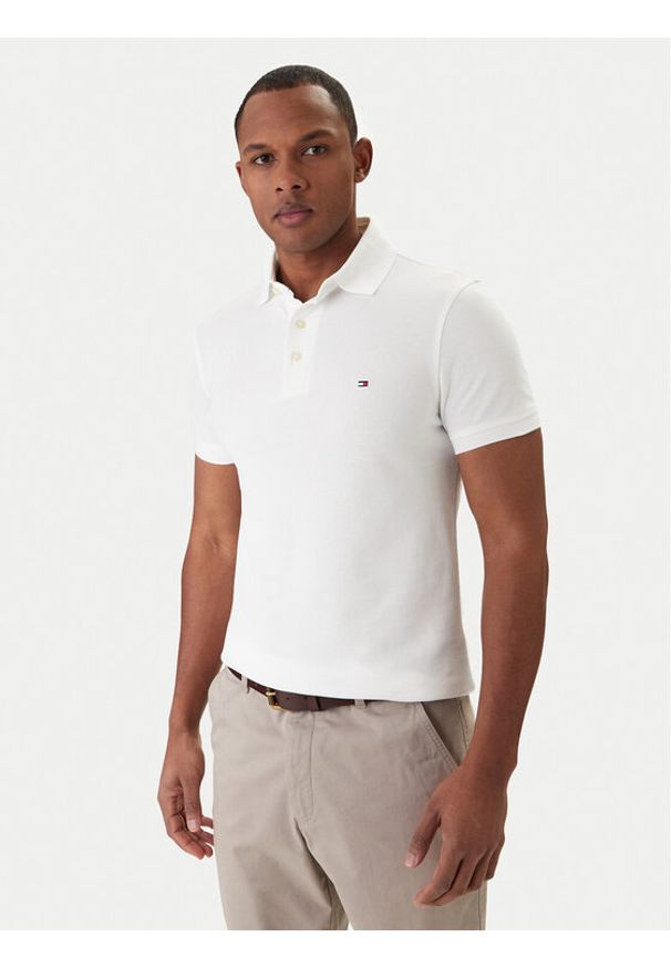 TOMMY HILFIGER - Tommy Hilfiger Polo 1985 MW0MW17771 Biały Slim Fit. Typ kołnierza: polo. Kolor: biały. Materiał: bawełna
