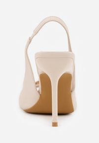 Renee - Beżowe Sandały na Szpilce VICES z Metaliczną Ozdobą i Marszczeniem Orinlisa. Kolor: beżowy. Wzór: aplikacja. Sezon: lato. Obcas: na szpilce #4