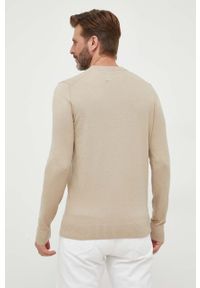 Calvin Klein Jeans sweter bawełniany kolor beżowy lekki. Kolor: beżowy. Materiał: bawełna. Wzór: aplikacja. Styl: klasyczny #3