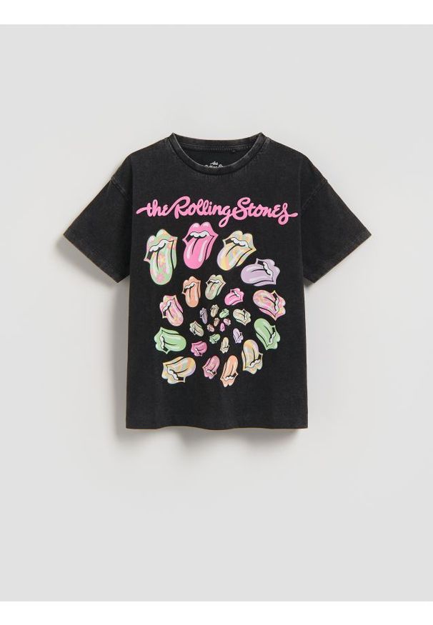 Reserved - Bawełniany t-shirt The Rolling Stones - ciemnoszary. Kolor: szary. Materiał: bawełna