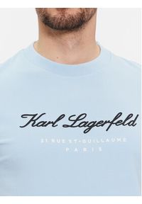 Karl Lagerfeld - KARL LAGERFELD T-Shirt 755403 541221 Błękitny Regular Fit. Typ kołnierza: dekolt w karo. Kolor: niebieski. Materiał: bawełna #5