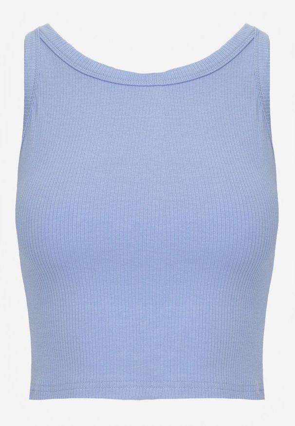 Renee - Niebieski Top na Ramiączkach Basic Prążkowany Zitira. Okazja: na co dzień. Kolor: niebieski. Materiał: prążkowany. Długość rękawa: na ramiączkach. Styl: casual