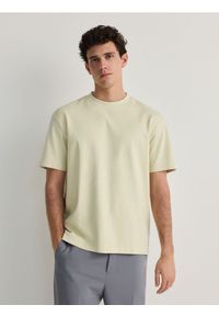 Reserved - T-shirt boxy - limonkowy. Materiał: bawełna, dzianina