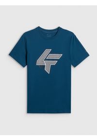 4f - 4F T-shirt regular z nadrukiem męski - turkusowa XXL. Okazja: na co dzień. Kolor: turkusowy. Materiał: materiał. Długość rękawa: krótki rękaw. Długość: krótkie. Wzór: nadruk. Styl: casual, klasyczny #1