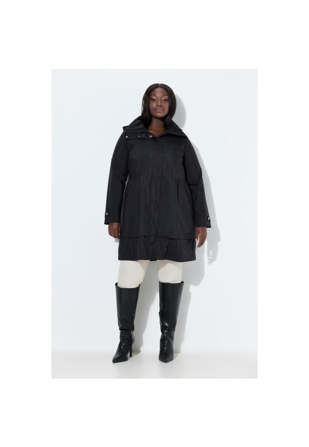 ULLA POPKEN - Damskie Płaszcz z sympateksu wodoodporny stójka kieszenie zapinane na zamek. Typ kołnierza: kołnierzyk stójkowy. Kolekcja: plus size. Kolor: czarny. Materiał: poliester, materiał