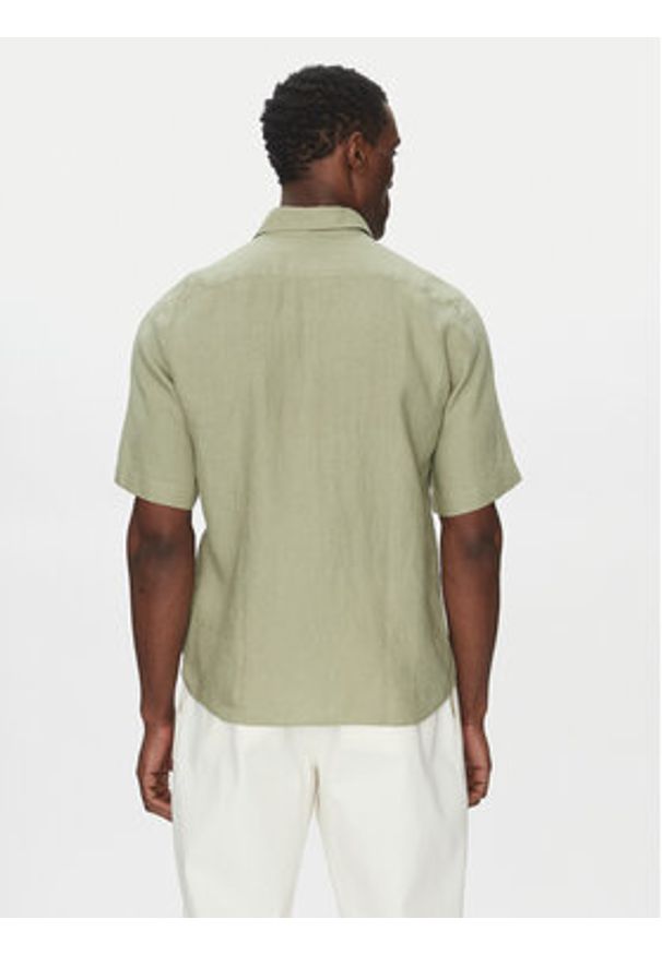 Marc O'Polo Koszula M23 7428 41002 Zielony Regular Fit. Typ kołnierza: polo. Kolor: zielony. Materiał: len