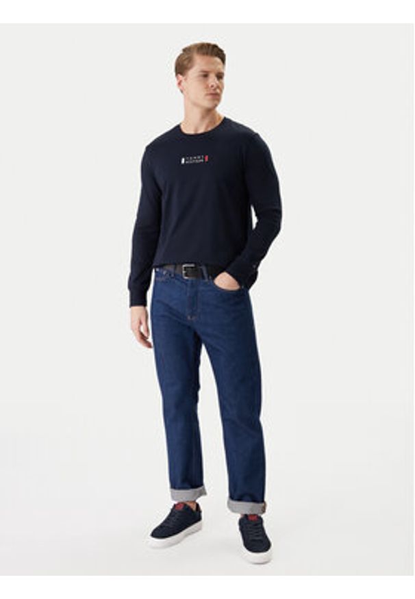 TOMMY HILFIGER - Tommy Hilfiger Longsleeve Brand Love Ls Tee MW0MW41454 Granatowy Slim Fit. Kolor: niebieski. Materiał: bawełna. Długość rękawa: długi rękaw