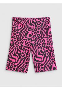 4f - 4F Legginsy kolarki dzianinowe damskie - różowe L. Kolor: różowy. Materiał: dzianina. Długość: długie. Wzór: nadruk. Sezon: lato #1