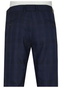 Rigon - Eleganckie Męskie Spodnie - RIGON - Granatowe w Kratkę. Kolor: niebieski. Materiał: poliester, elastan, wiskoza. Wzór: kratka. Styl: elegancki #3