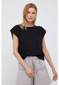 GAP t-shirt damski kolor czarny. Kolor: czarny. Materiał: dzianina. Długość rękawa: raglanowy rękaw #1